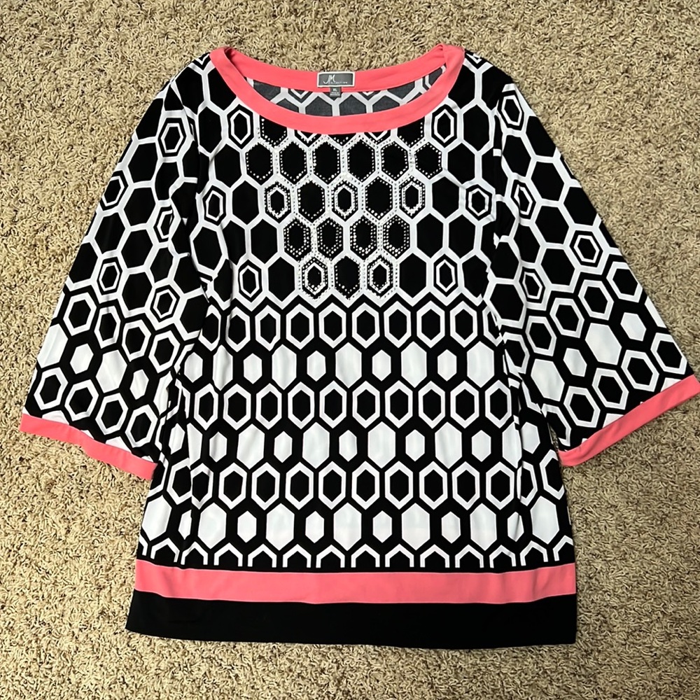 Top, JM Collection, size XL, slightly worn, beaded top. Pet and smoke free home.
